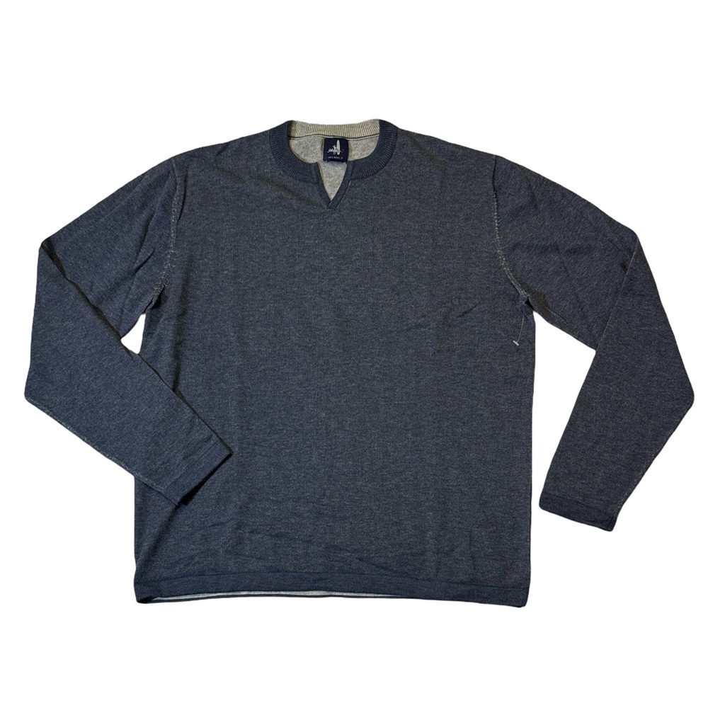 Johnnie-O mens M Medium blue solid cotton knit pullover sweater EUC